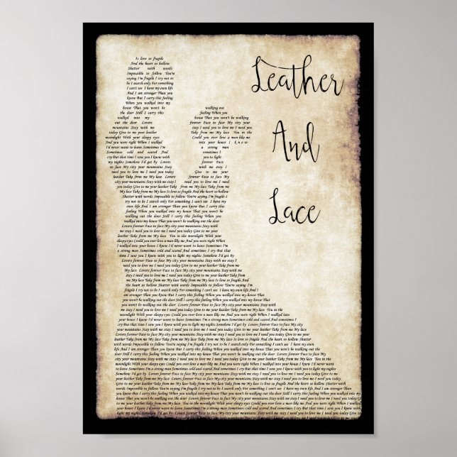 Poster Leather E Lace Song Lyric Man Lady Dancing Impress (Frente)