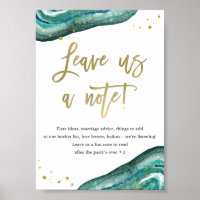 Leave Us a Note | Teal Geode and Gold Wedding Sign