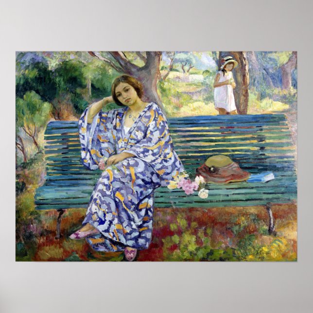Poster Lebasque - Jovem Mulher Sentada Num Banco 1911 (Frente)