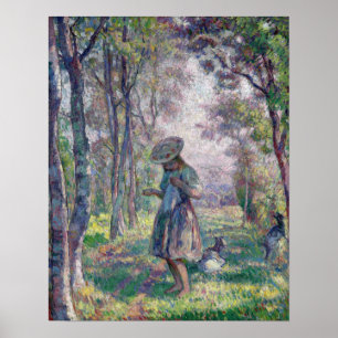 Poster Lebasque - Rapariga E Caprinos Na Floresta