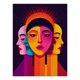 Pôster Lebendige abstrakte geometrische Köpfe