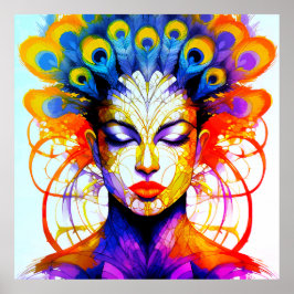 Poster Lebendige Pfauenfeder-Schönheit Verschmelzung