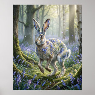 Poster Lebre de Sineta Névoa de Primavera
