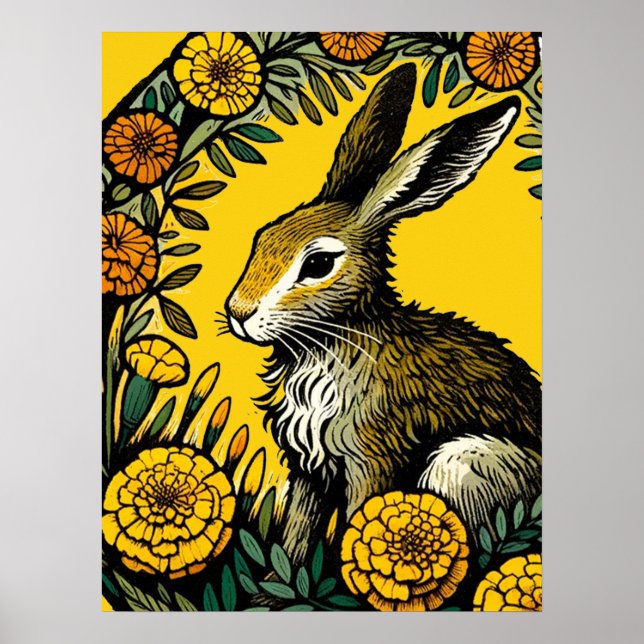 Poster Lebre e Malmequeres (Frente)