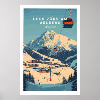 Poster Lech Zürs am Arlberg Ski Wall Art Print 1