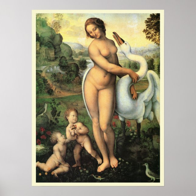 Poster Leda e o Cisne por Leonardo da Vinci (Frente)