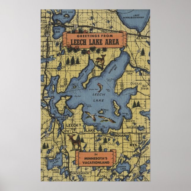 Poster Leech Lake Area, Minnesota - Grandes Cenas de Letr (Frente)