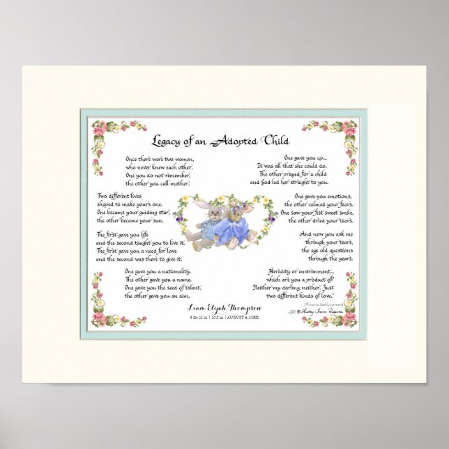 Pôster Legado de Rosa Adotado para a Caligrafia Infantil (Frente)