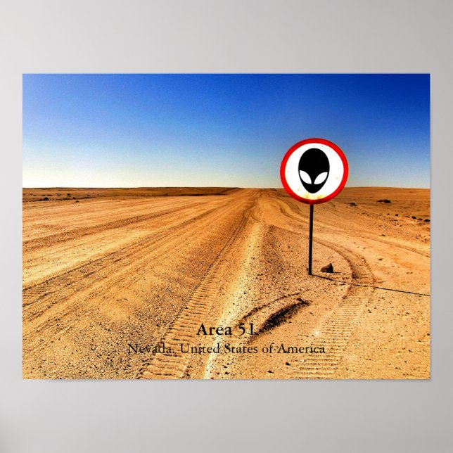 Poster Legal Área de Alienígena Desolada 51 Nevada EUA (Frente)