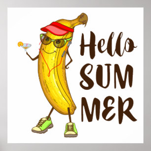 Poster Legal Banana Hello Summer Funny Fruta tropical