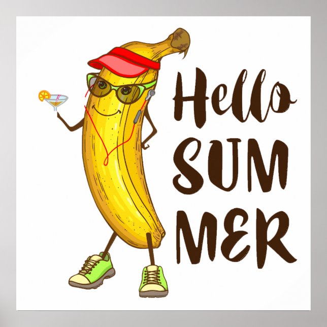 Poster Legal Banana Hello Summer Funny Fruta tropical (Frente)