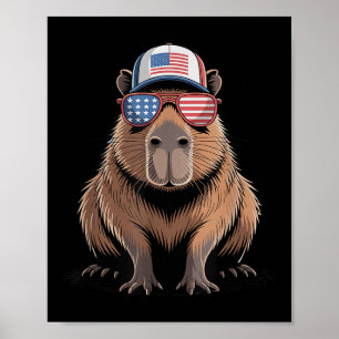 Poster Legal bandeira de Capybara Usa Pula Independência