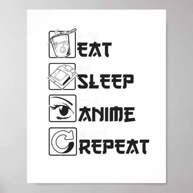 Poster Legal Coma Sono ANIME Repetir Ícone Engraçado Japo (Frente)