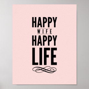 Poster legal da tipografia da esposa feliz no rosa