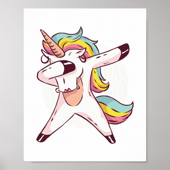 Poster Legal Dabbing Unicorn Rainbow Trendy Move (Frente)