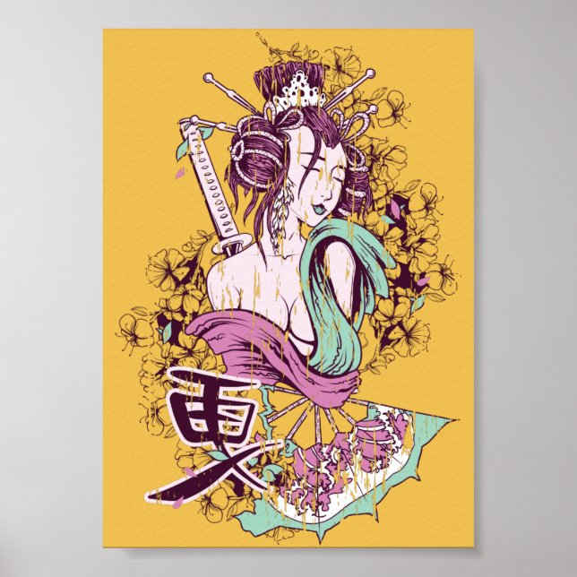 Poster legal decoração japonesa samurai geisha (Frente)