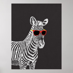 Poster Legal desenho branco de zebra engraçado e engraçad