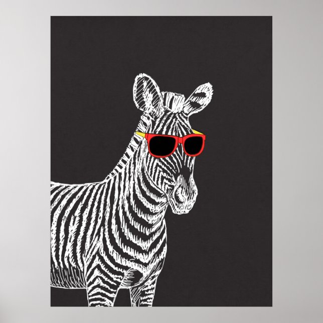 Poster Legal desenho branco de zebra engraçado e engraçad (Frente)