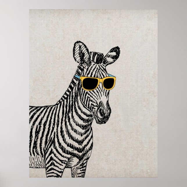 Poster Legal desenho de zebra engraçada e engraçada com ó (Frente)