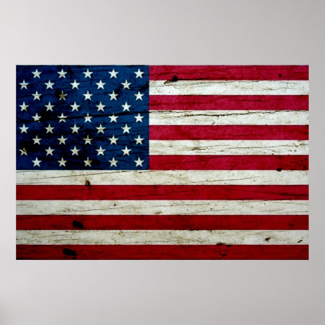 Poster Legal e aflita bandeira americana russa de madeira (Frente)