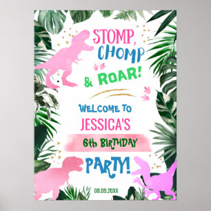 Poster Legal garota rosa Dino-saur, boas vindas T-Rex