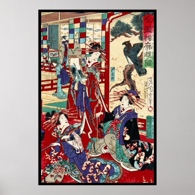 Poster Legal japão ukiyo-e trio geisha scroll (Frente)