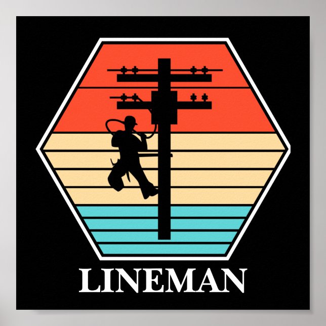Poster Legal Lineman Vintage Sunset (Frente)
