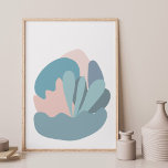 Poster Legal modernismo Abstrato em Azul e Esmagamento<br><div class="desc">Esta bonito design de arte moderna apresenta formas orgânicas divertidas em uma bela paleta colorida de blues macios e rosa pincelado.</div>