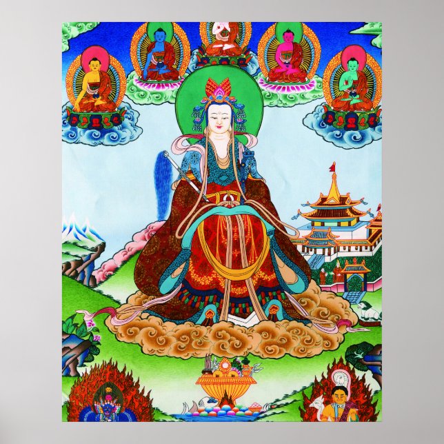 Poster Legal oriental tibetano thangka Ouro arte-mãe (Frente)