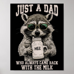 Poster Legal Pai Raccoon Com Citação Engraçada Com Leite