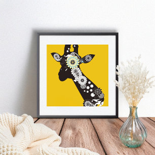 Pôster Legal Paisley Giraffe Engraçado Amarelo