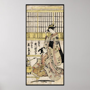 Poster Legal pergaminho japonês ukiyo-e geisha