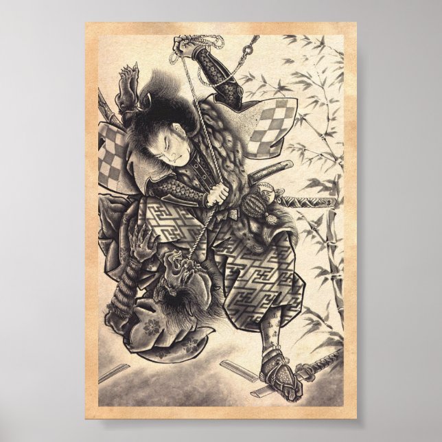 Pôster Legal tatuagem clássica de tinta digital de demôni (Frente)