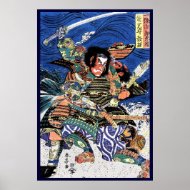 Poster Legal ukiyo-e, lendário guerreiro samurai