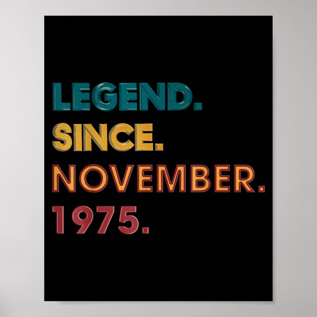 Poster Legend 1975 50th Birthday For Men Women 50 Year Ol (Frente)