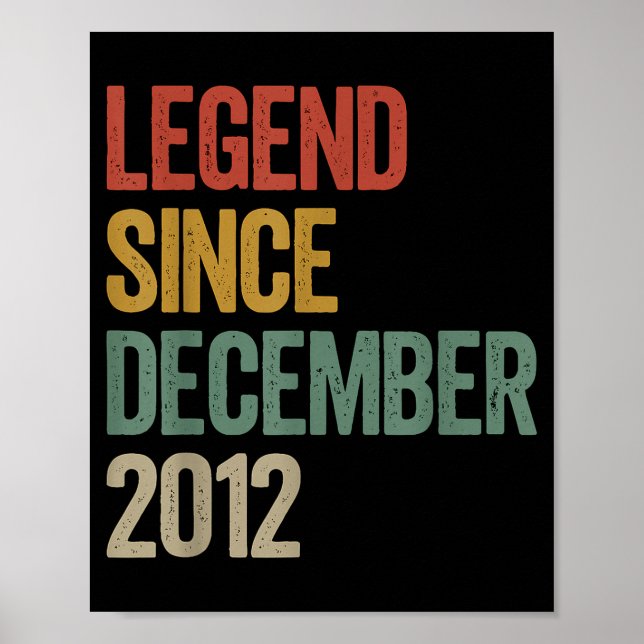 Poster Legend Since December 2012 13th Birthday Retro Vin (Frente)