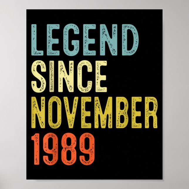 Poster Legend Since November 1989 36th Birthday 36 Year O (Frente)