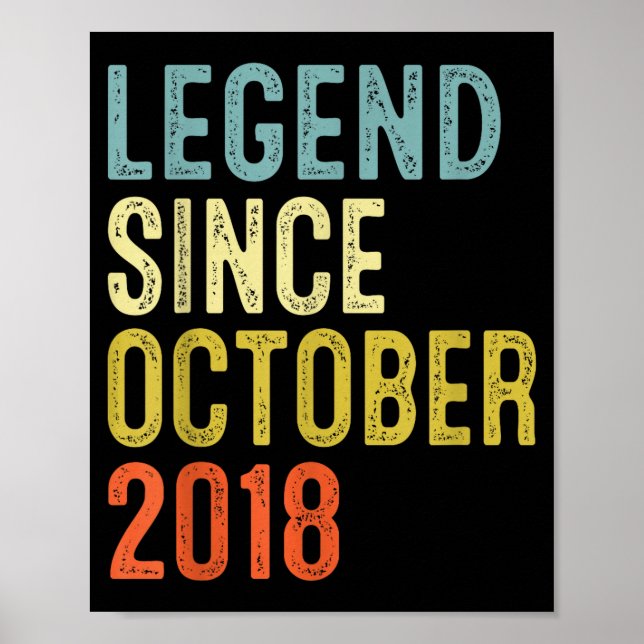Poster Legend Since October 2018 7th Birthday 7 Year Old  (Frente)