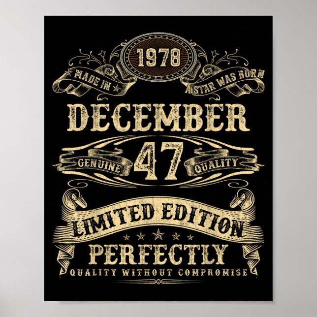 Poster Legendary Man Born December 1978 47th Birthday  (Frente)