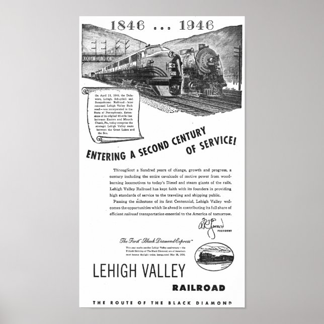 Pôster Lehigh Valley Railroad-A Second Century Service (Frente)