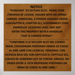 Pôster Lei da arma de Texas - Adobe - abra o carregar
