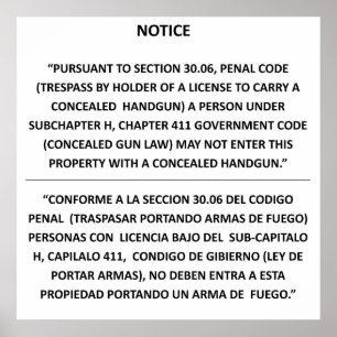 Pôster Lei da arma de Texas - branco básico - carregar