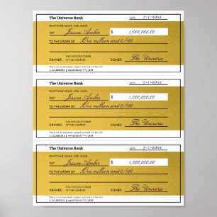 Poster Lei da Atração 3 Cheques Dourados Imprimíveis em B