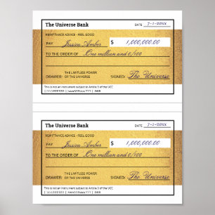 Poster Lei da Atração Blank Imprimível Cheque Dourado