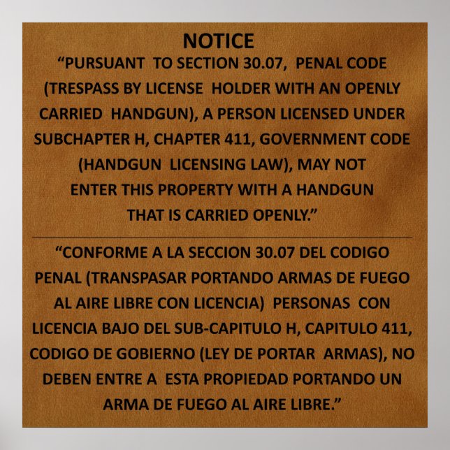Pôster Lei de Armas do Texas - Adobe - Carregar aberto (Frente)