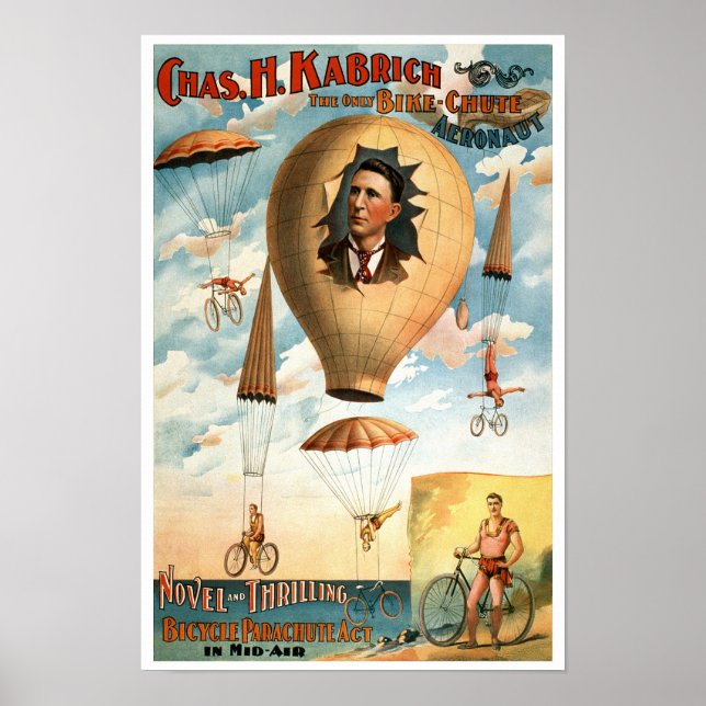 Pôster Lei do Parachute de Bicicleta, 1896. Publicidade A (Frente)