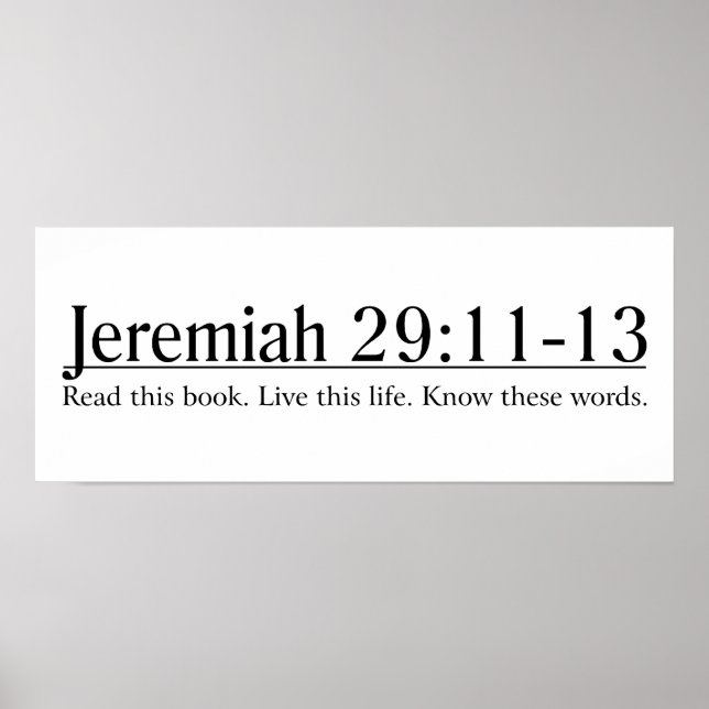 Pôster Leia a Bíblia Jeremiah 29:11-13 (Frente)
