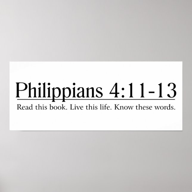 Pôster Leia a Bíblia Philippians 4:11-13 (Frente)