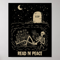 Leia Em Paz Skeleton Lendo Livros Engraçado Hallow