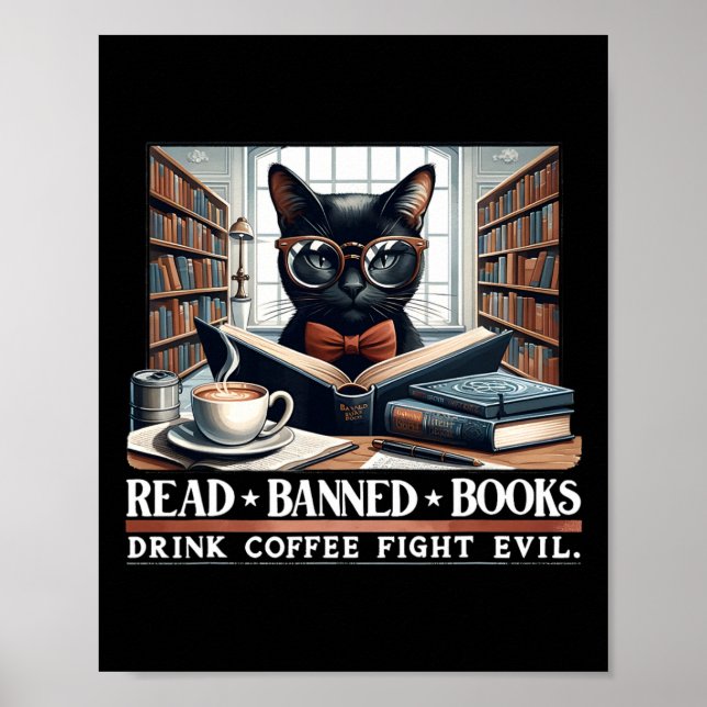 Poster Leia Livros Banidos Bebem Café Lov Mau (Frente)